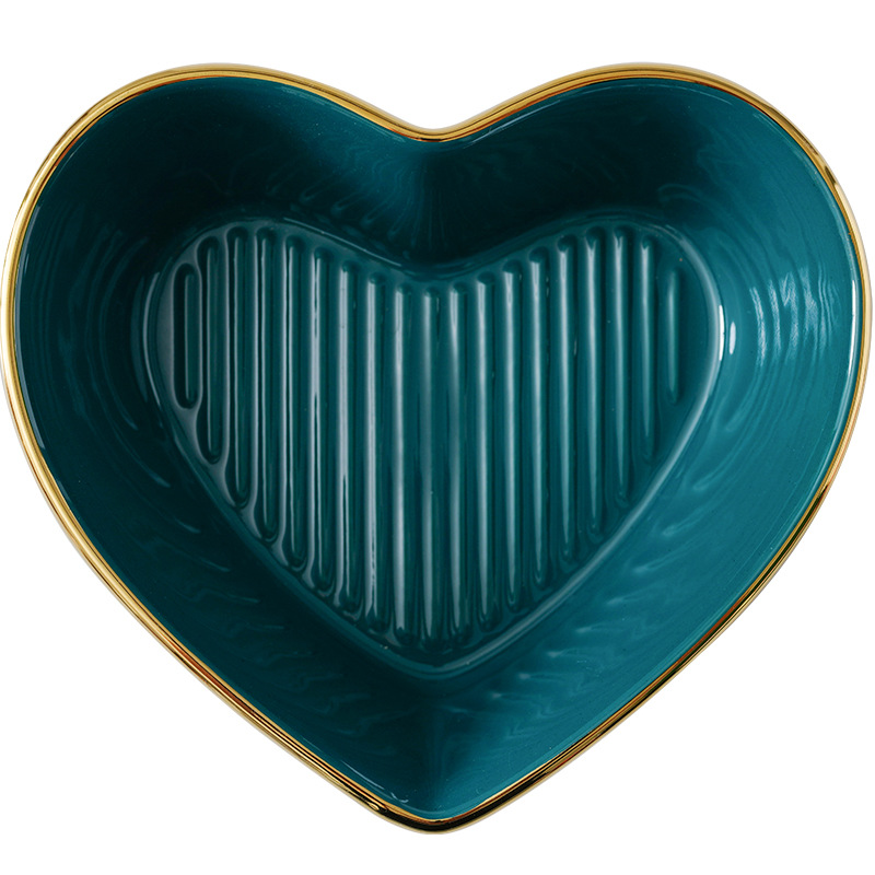 Nórdico creativo lindo corazón tazón hogar vajilla merienda melocotón corazón tazón rojo cerámica postre ensalada de frutas tazón