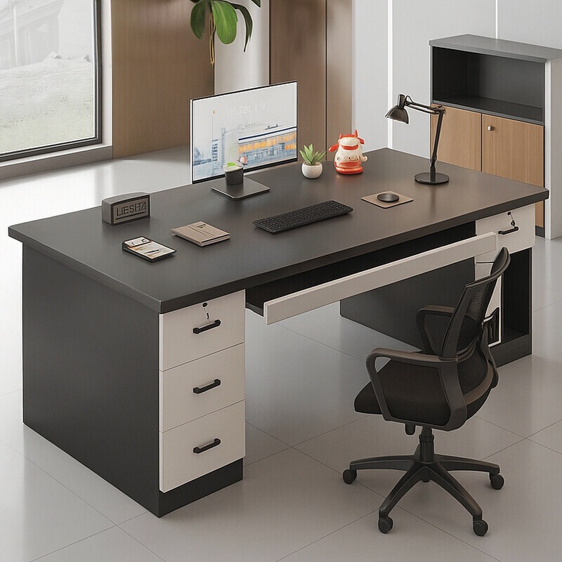 Office Desk Boss Desk 2025 New Accessible Luxury Simple Office Desk with Drawer Staff Station Leader Computer Desk