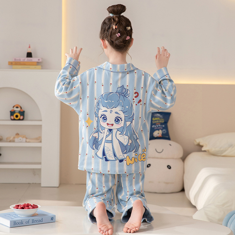 Pijamas de niñas 2025 nueva primavera y otoño algodón de manga larga delgada para niños ropa de casa para niños pequeños set