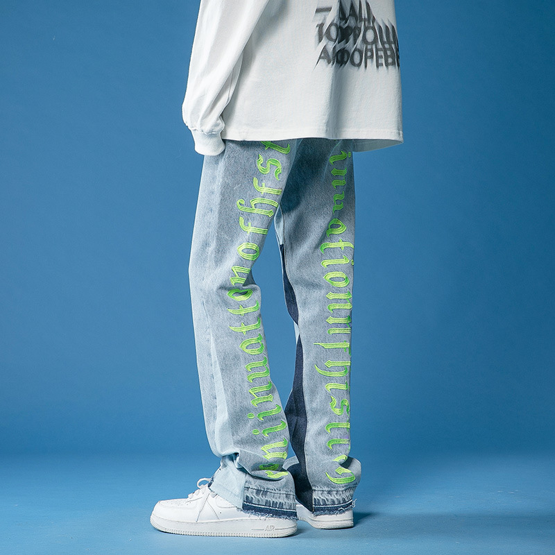 Spring Jeans Men's Loose Stylish Trendy Brand Slim Floor-Length Pants 2021 Fashion Youth Straight Pants