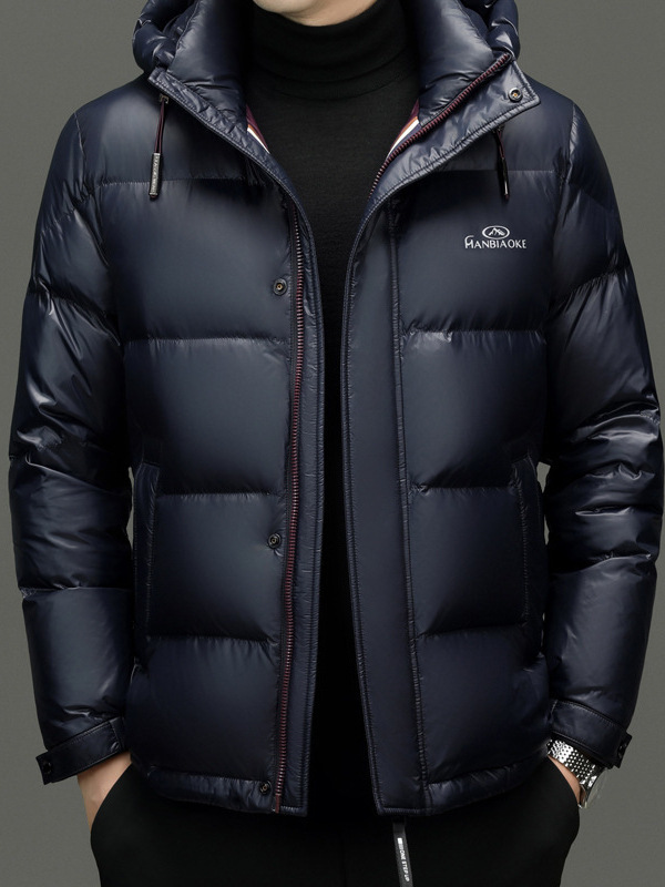 남자 뉴 블랙 골드 화이트 덕 다운 재킷 청소년 패션 올 매치 두꺼운 따뜻한 후드 재킷 남자 탑