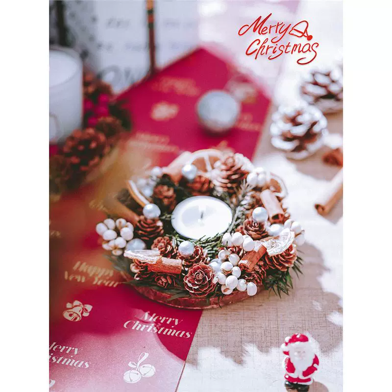 圣诞节手工diy烛台材料包永生花手作餐桌烛台摆件装饰配件小礼品