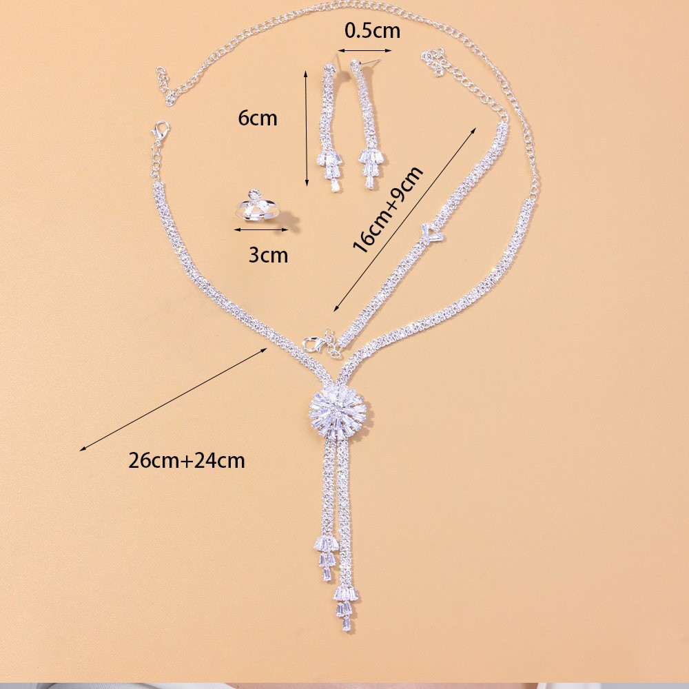 Traje de collar de circón de flores transfronterizas traje de joyería nupcial de lujo ligero conjunto de joyas femeninas de joyería europea y americana