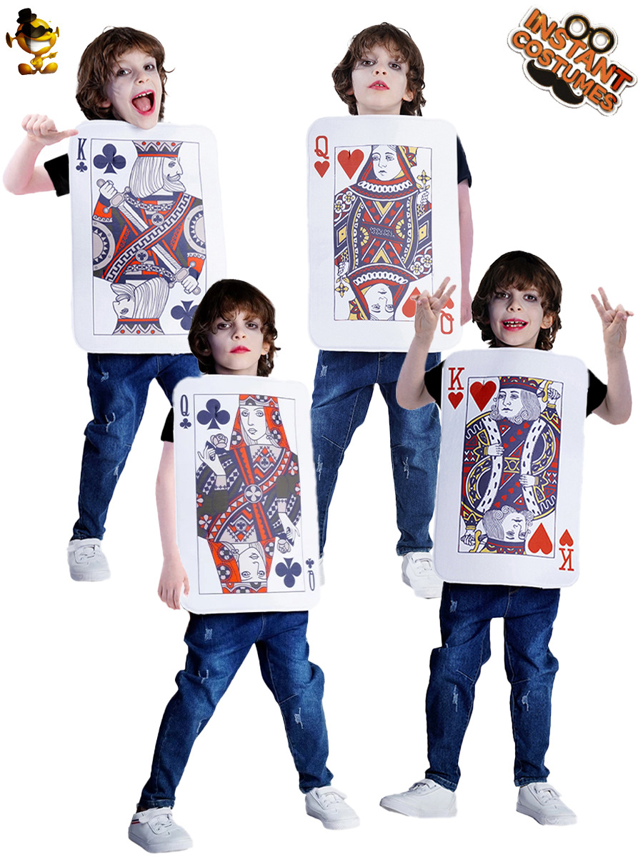 Niños jugando a las cartas accesorios de rendimiento traje carnaval divertido jugando a las cartas ropa de fiesta image 1