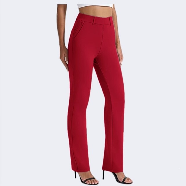 Women's Yoga Pants Straight-Leg Work Casual Pants Elastic Office Formal Business Yoga Trousers