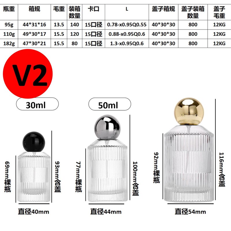 現物卸売り金銀黒円球蓋30ml 50ml 100mlガラス香水分注瓶携帯|undefined