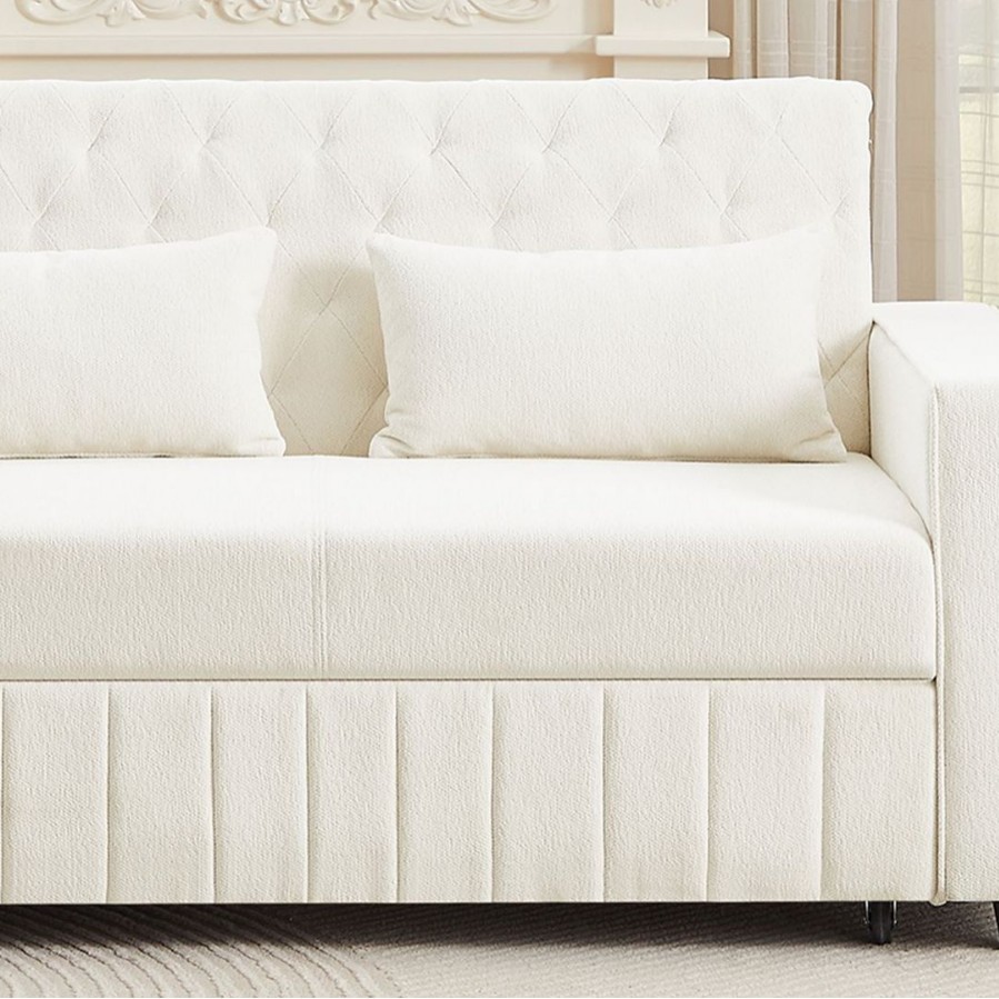Sofá cama multifuncional crema de dos usos tela de lana doméstica moderna nueva oficina de limpieza sala de estar pequeña casa
