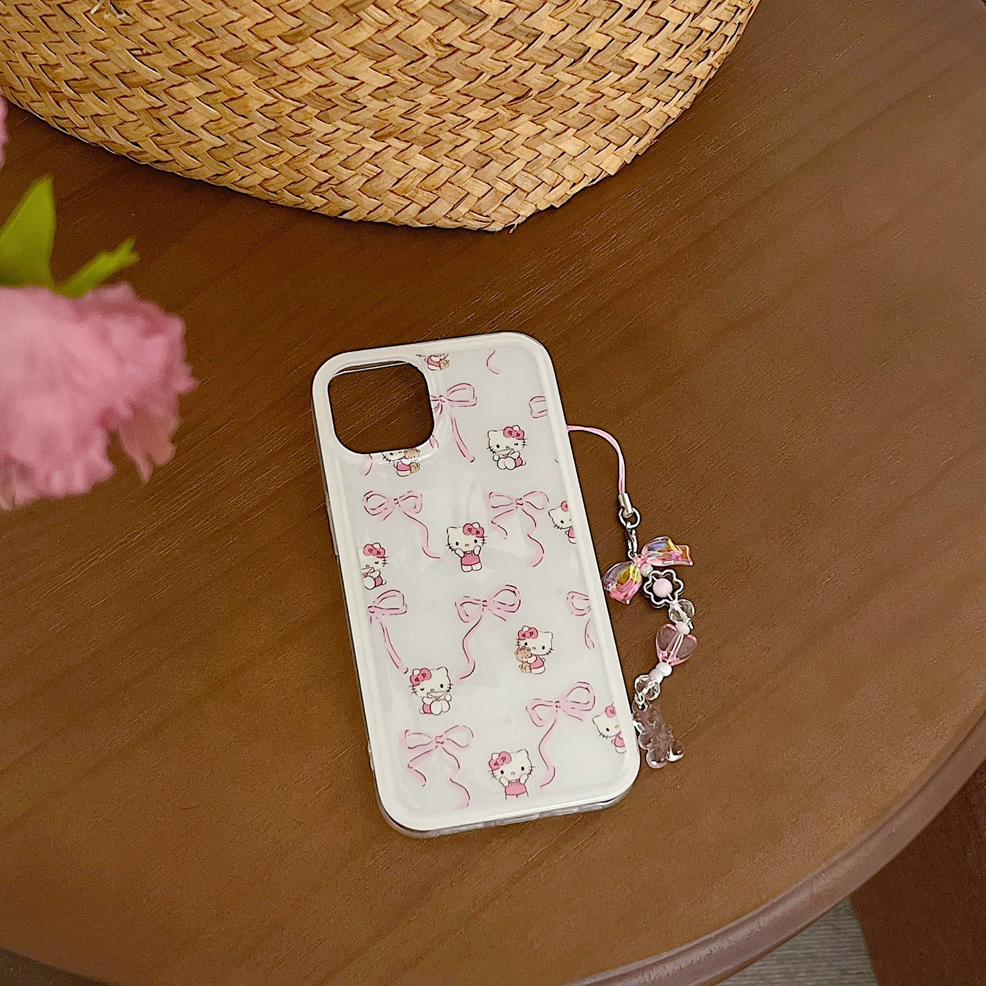 Japanese and Korean personalized silk ribbon KT cats applicable 13/14promax Apple 12 anti -drop Ak clan node chain Pro