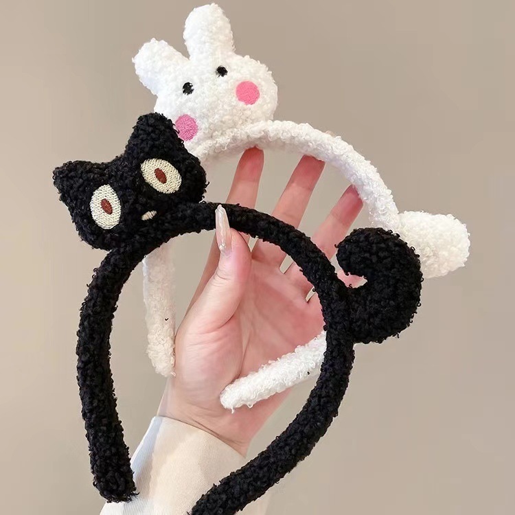 新しい動物インターネット有名人韓国版かわいい漫画猫小さなカーリーぬいぐるみ洗顔ヘッドバンドヘアピンアクセサリー卸売|undefined