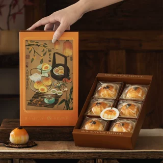 新款中式6粒手工奶黄流心蛋黄酥礼盒包装盒高档手提盒礼品盒定制