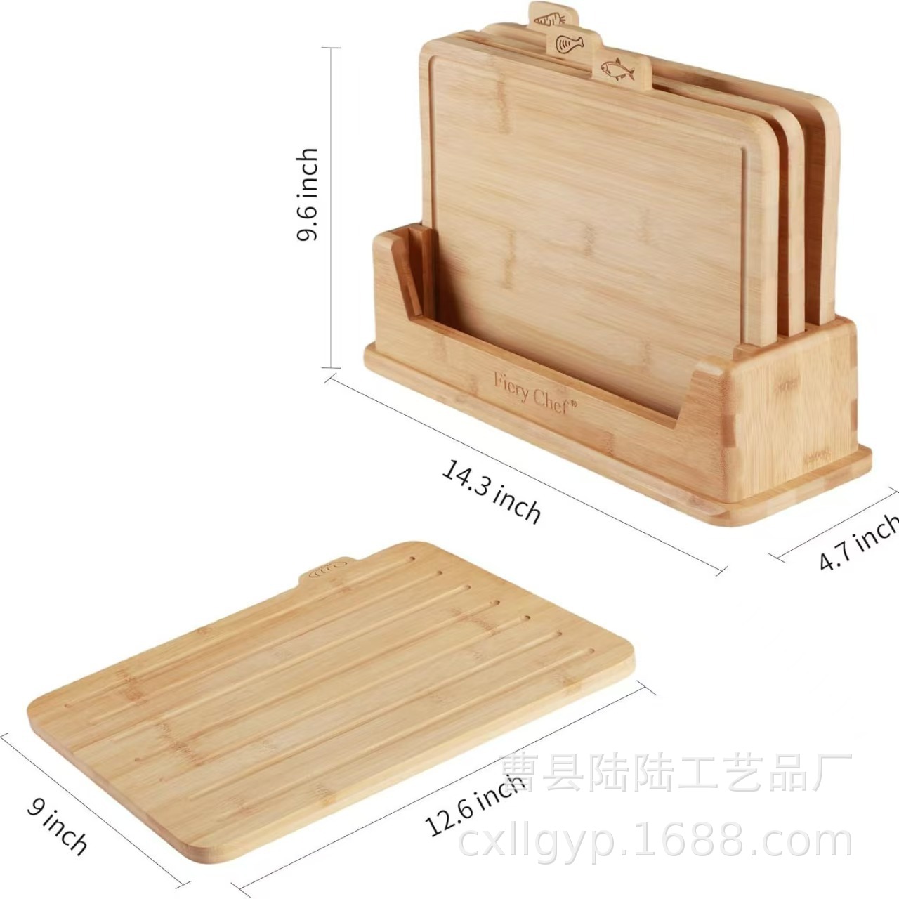 Juego de cuatro tablas de cortar de madera, platos de madera maciza para comida de bebé, bandejas de bambú para comida de bebé para el hogar. image 3