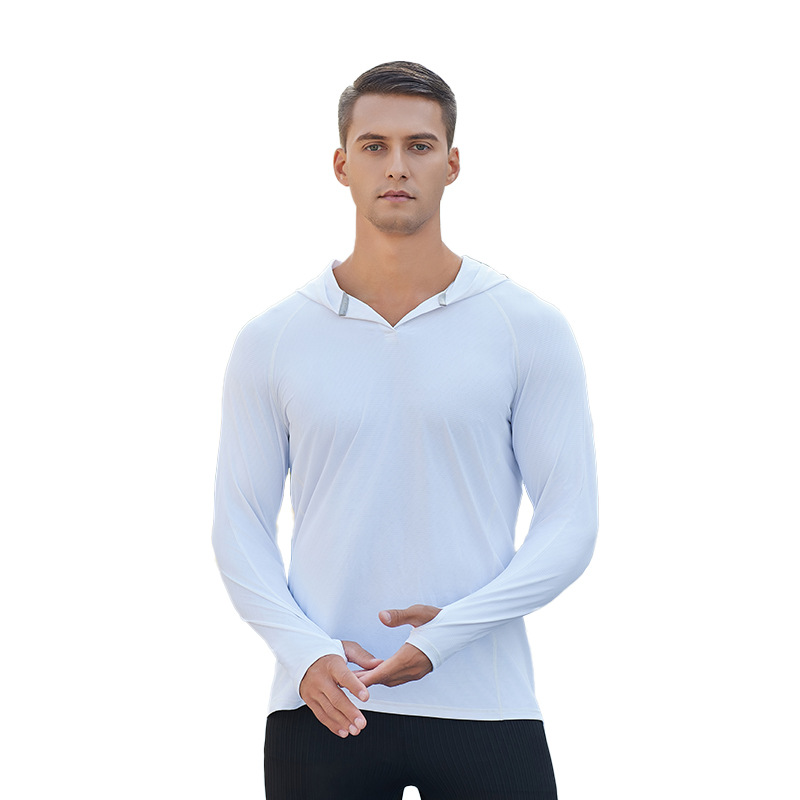 Suéter de primavera y verano para hombres entrenamiento al aire libre de Maratón de manga larga de secado rápido camiseta de carrera de fitness con capucha transpirable