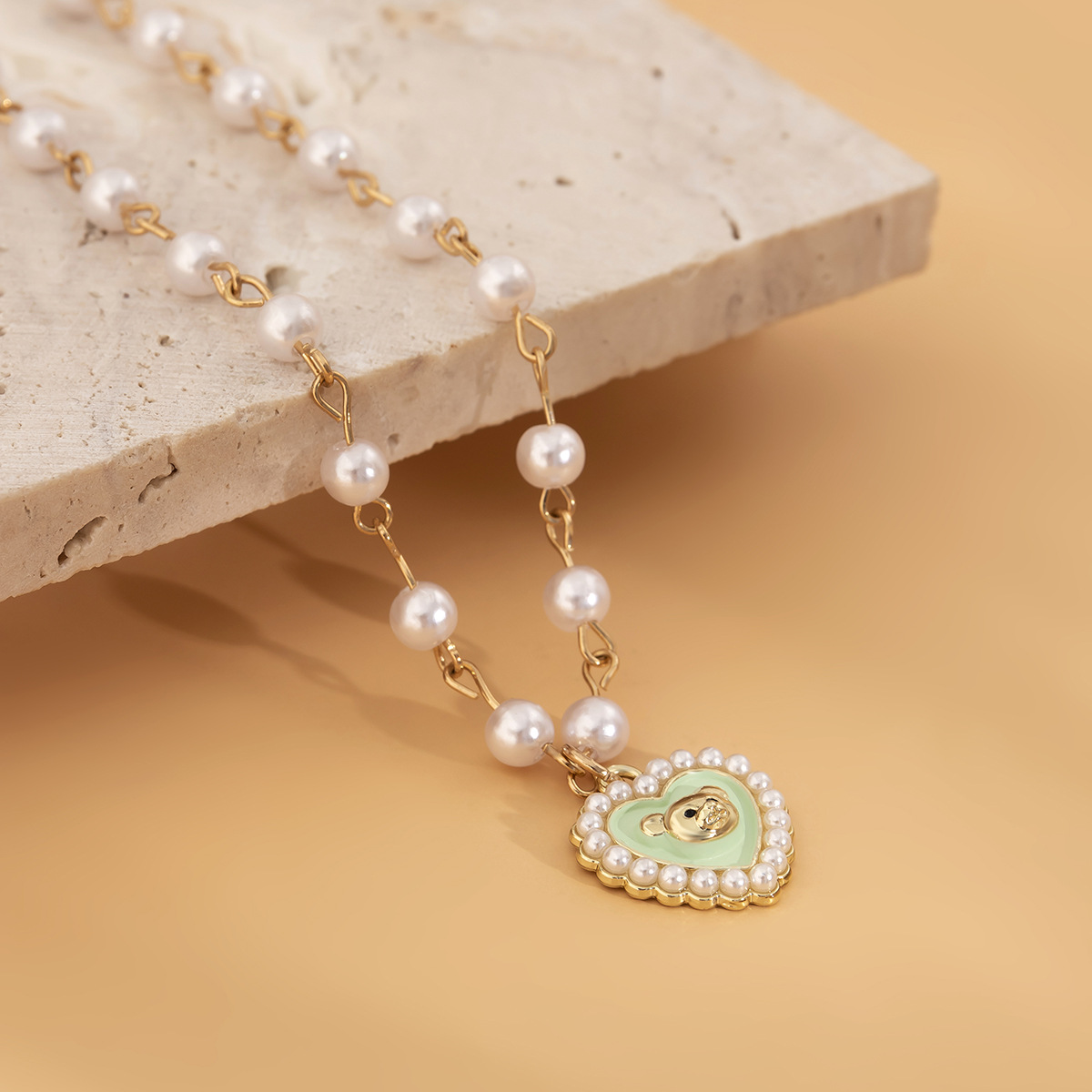 Simple Style Dog Heart Shape Alloy Pearl Plating Necklace
