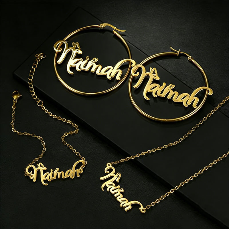 fashionable necklace and bracelet stainless steel with letters
