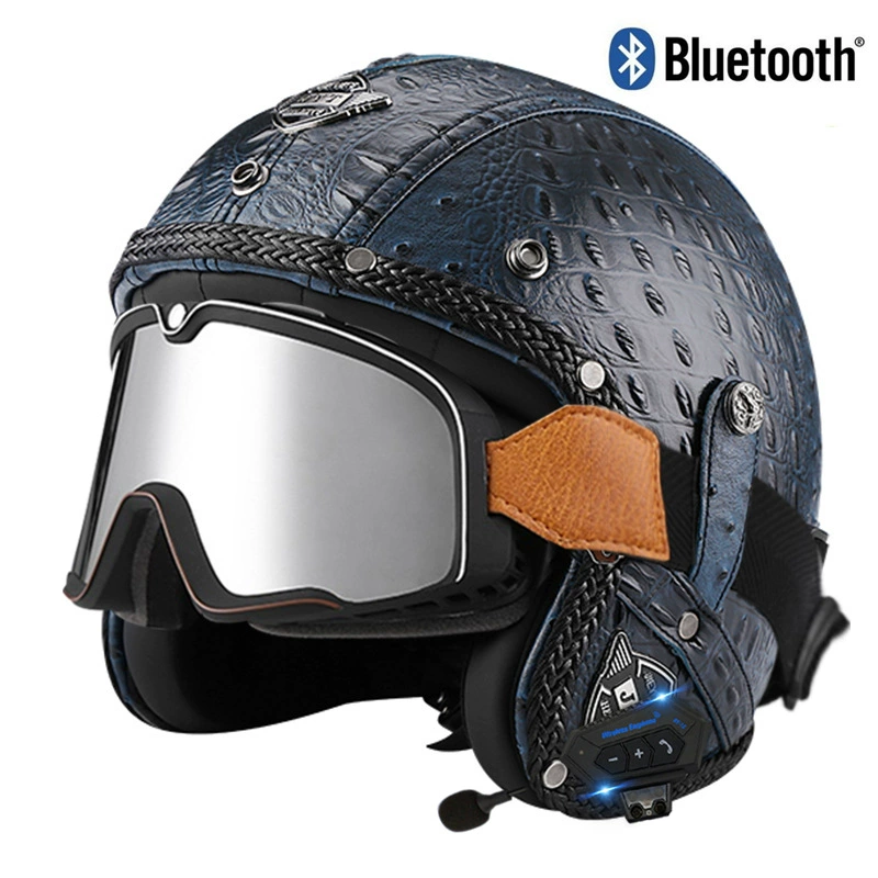 Retro electric helmet for men and women, handmade, bluetooth