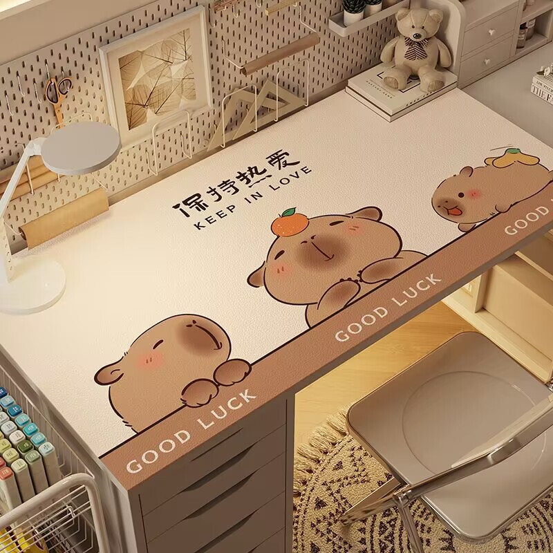 Kapibala 学生デスクマット漫画かわいい使い捨てレザーテーブルクロス耐油防水目の保護特別なデスクトップマット|undefined