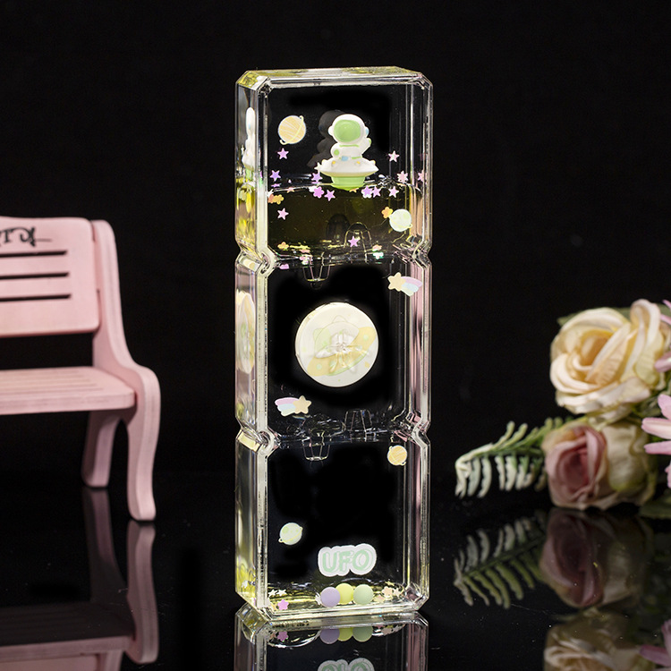 Acrílico transparente panda gota de aceite reloj de arena líquido botella de arena flotante regalo de cumpleaños para niños decoración de escritorio de oficina