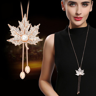 Cross-Border European and American Style Necklace for Women, Versatile Long Sweater Chain with Tassels, Autumn and Winter Accessories, Chain Pendant, Snake Bone Chain