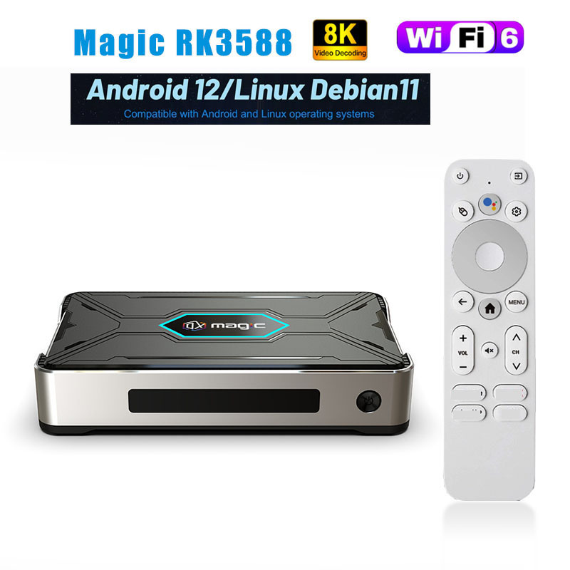 New Product A009 Tv Box Android 12/Linux Debian11 Tv Box Rk3588 Set-Top Box Cross-Border