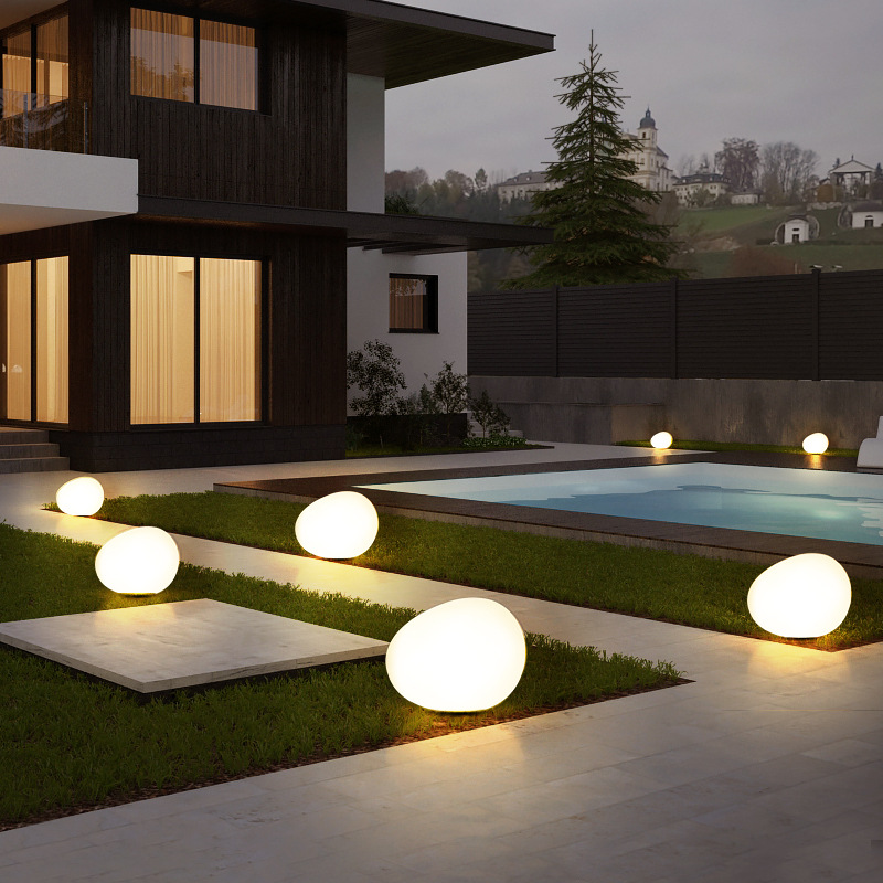 lámpara de suelo lámpara de noche lámpara de césped solar al aire libre lámpara de suelo lámpara de luna patio villa jardín lámpara de guijarro