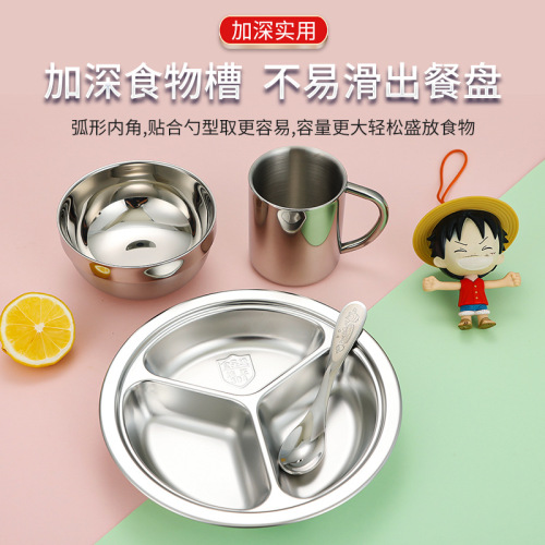 304 Kindergarten Children's Tableware Cartoon Plates Primary School Students Water Cups Baby Chopsticks Forks Spoons Heatproof Bowl Set