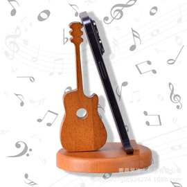 跨境小提琴造型手机支架桌面木质懒人追剧支架手机平板支架