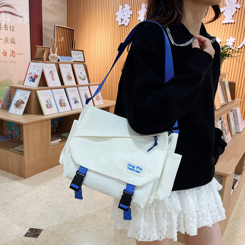 Cross-border delivery Harajuku large-capacity cross-body bag for women ins all-match student class mailman bag retro canvas bag