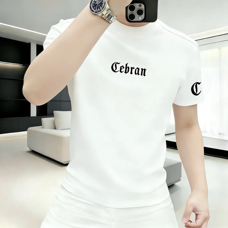 100% Pure Cotton Printed Short-Sleeved T-Shirt for Men Ins Summer 2026 New Versatile Half-Sleeved Top Ready for Delivery
