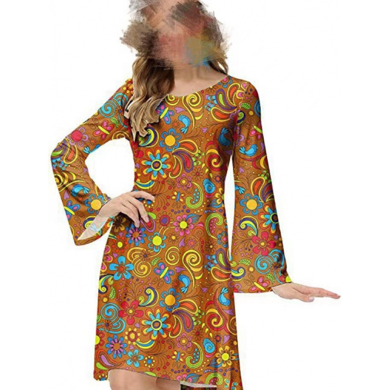 Amazon Halloween 70S Hippie Disco Lady Dress with Headscarf