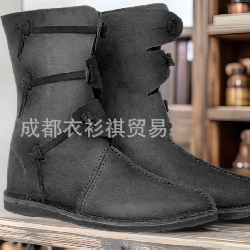 2022 средневековые викинги ретро пираты амазонка трансграничная внешняя торговля скандинавские круглые головы плоские мужские сапоги большого размера