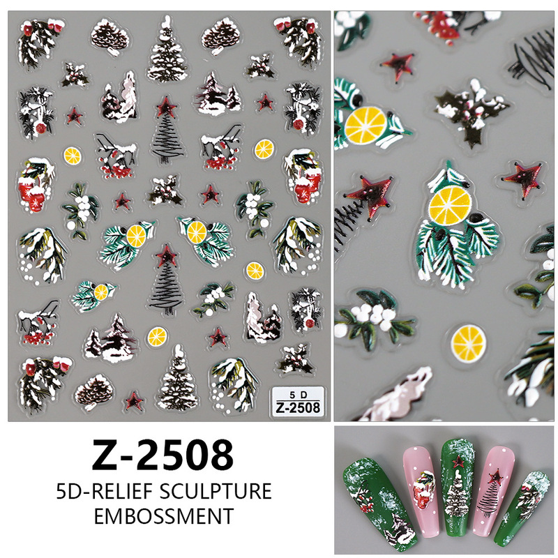 ヨーロッパとアメリカのクリスマスネイルアートステッカー漫画かわいい 5D 立体レリーフステッカー DIY ネイルアートアクセサリー子供のネイルステッカー|undefined