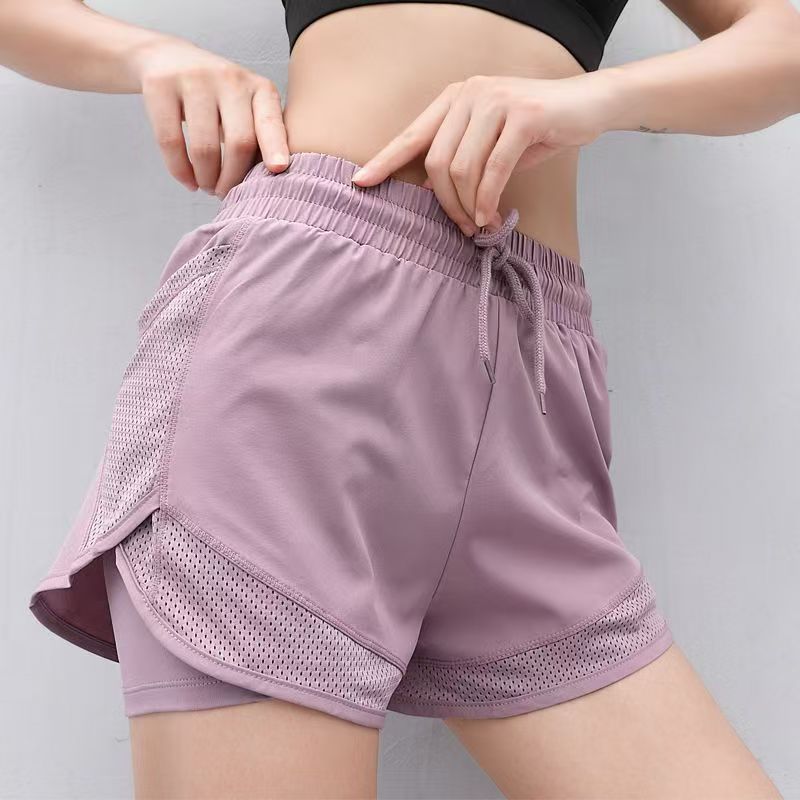 Pantalones cortos deportivos de verano para mujeres sueltos ociosos anti-caminar velocidad de luz secos cintura alta correr fitness yoga delgada vestimenta transpirable