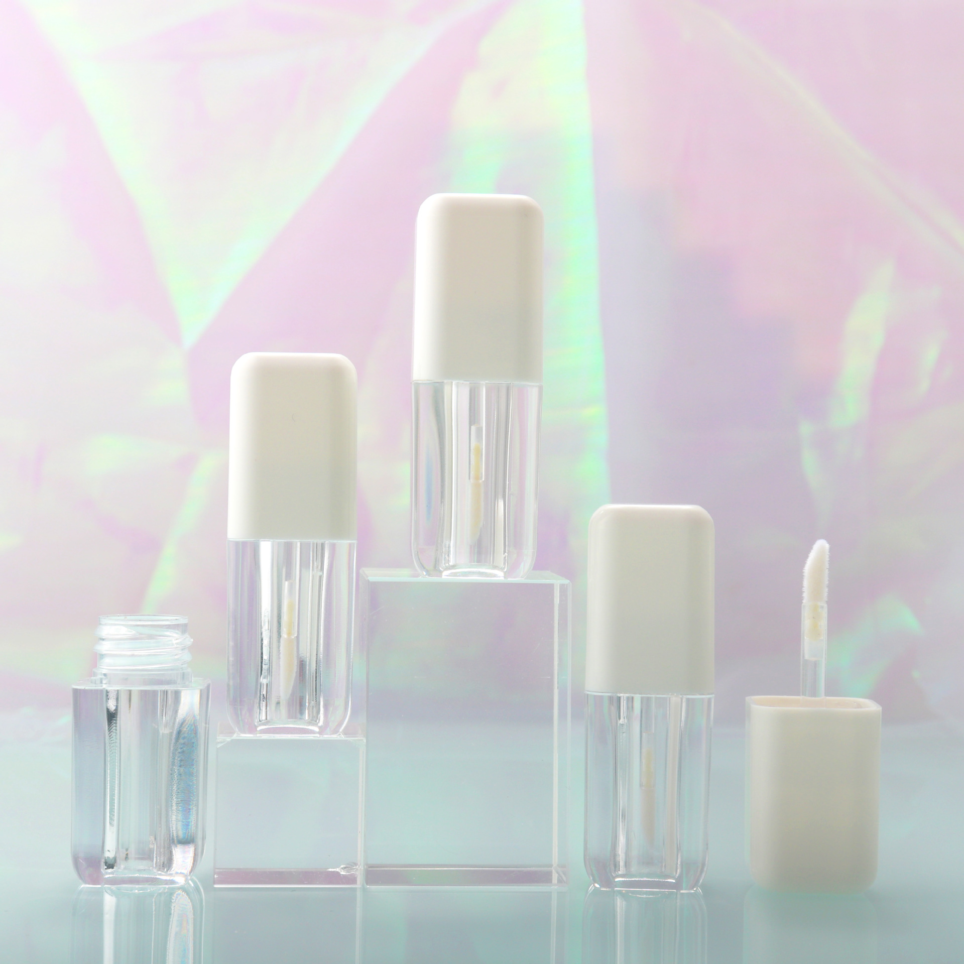 简约白色化妆品唇釉 DIY唇彩 多色果冻唇蜜包材  2.5ml 可印logo