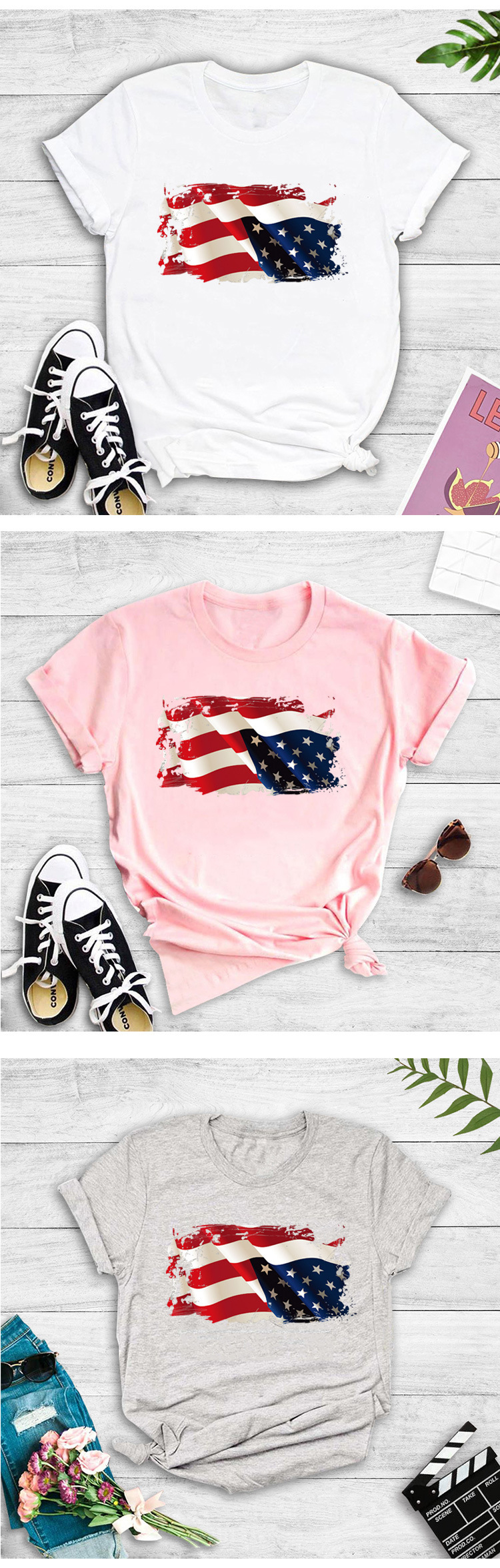 new short-sleeved creative high-definition stripes printed T-shirt NSYIC62477