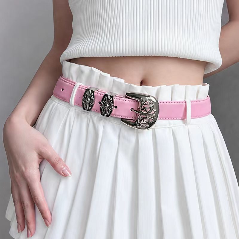 New hollow-carved cross PU belt, popular on Instagram, versatile women's accessory for dresses and pants, bestseller