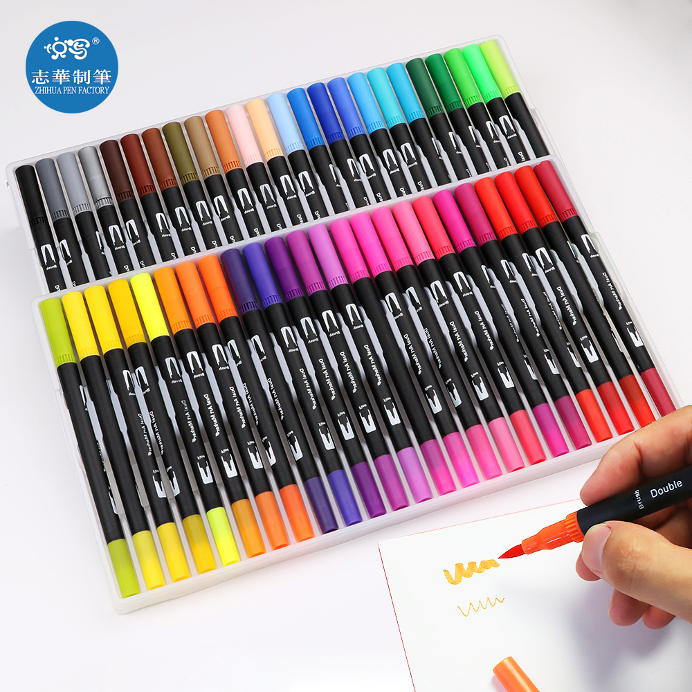 Pluma de acuarela de cabeza suave lavable 48-color pluma de color 36-color estudiante niños jardín de infantes pluma de dibujo arte pincel de dibujo