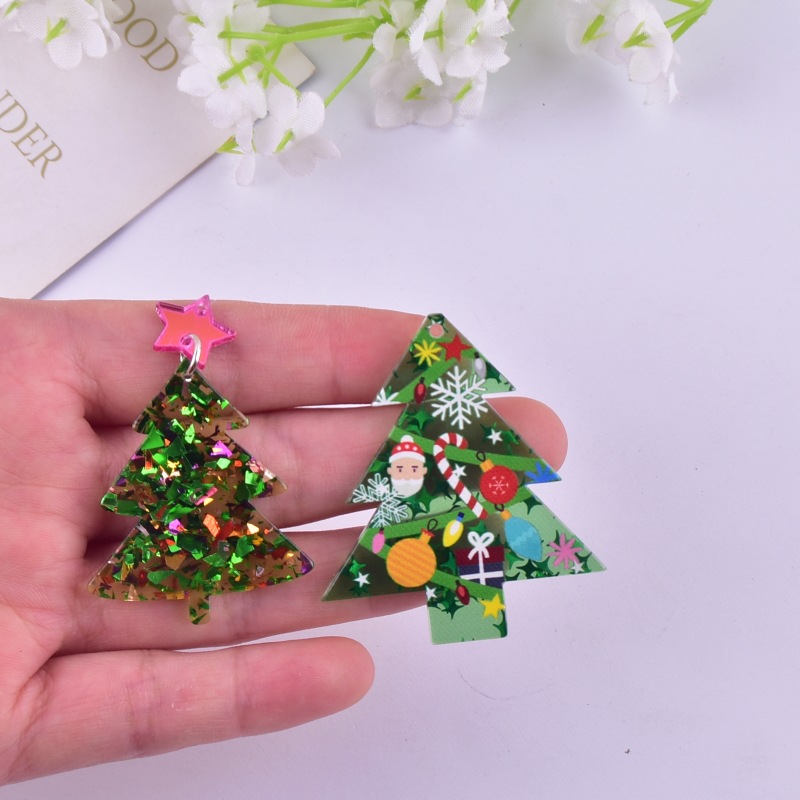 Earring Findings Jewelry Making Type 10 PCS/Package 33*50mm 49*42mm Arylic Christmas Tree Earring Findings