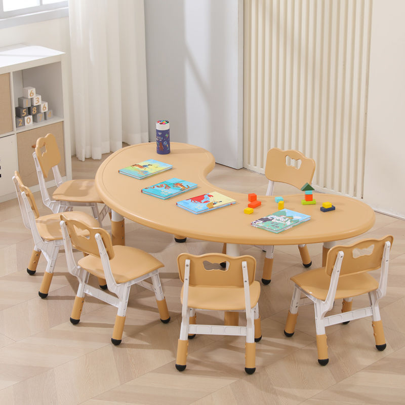 子供用テーブルと椅子セット幼稚園のテーブルと椅子赤ちゃんの絵画ゲーム学習机プラスチックリフティングムーンクリエイティブテーブル|undefined