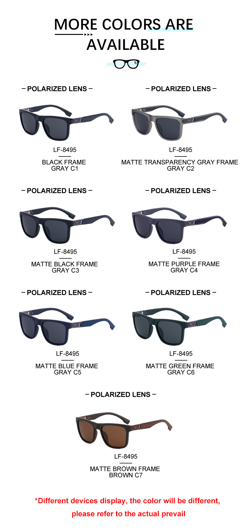 Neue modische eckige polarisierte Sonnenbrillen für Männer - persönlicher Trendy-Look mit Premium-Gefühl, UV-Schutz für draußen und Angeln, Herren-Sonnenbrille für den Export