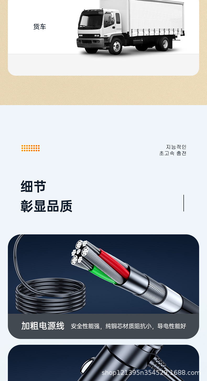 Car one-to-three cigarette lighter car cigarette lighter 127W multifunctional PD30WQC3.0 car charger fast charge