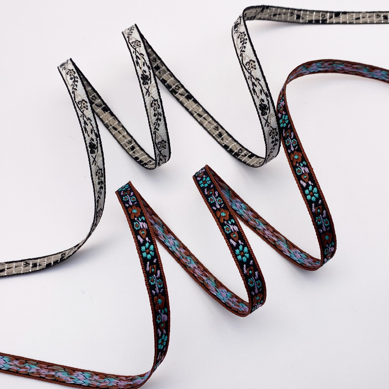 Chuanzhou ropa accesorios de encaje de poliéster jacquard banda 8MM flores decoración universal borde de zapatos accesorios gorra