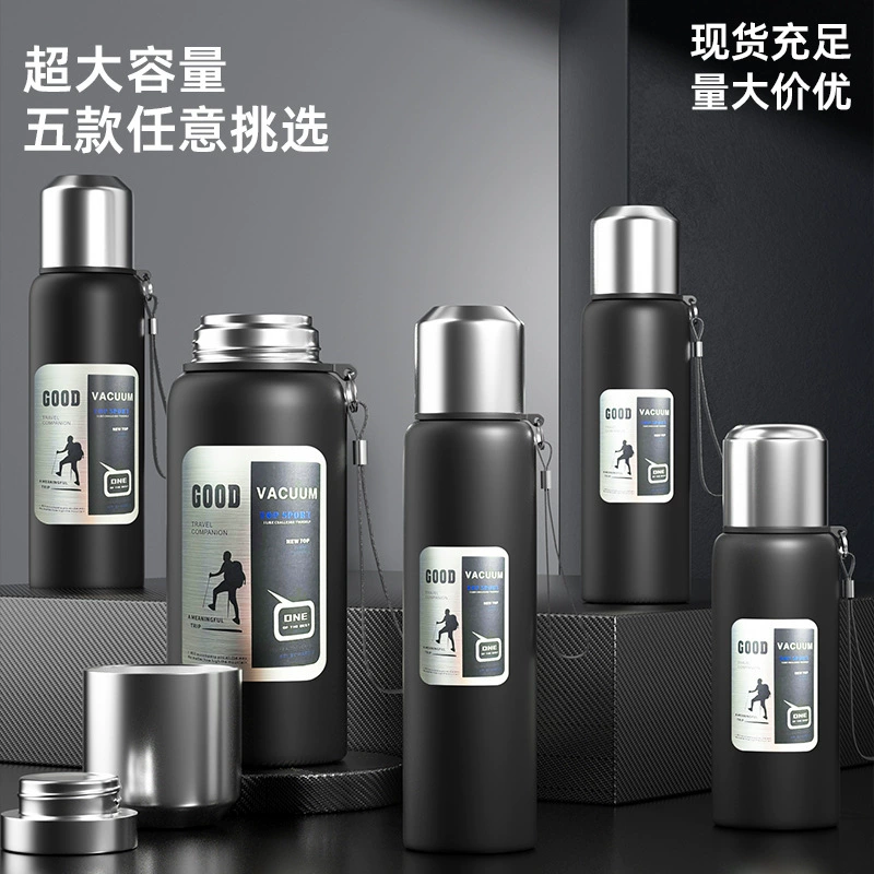 Термос из нержавеющей стали 316 большой емкости, цельностальной вакуумный термос с разделением на чай и воду, бутылка для воды для активного отдыха, путешествий и занятий спортом
