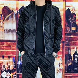 加绒加厚运动套装男款时尚帅气休闲运动服长袖两件套潮流时尚百搭