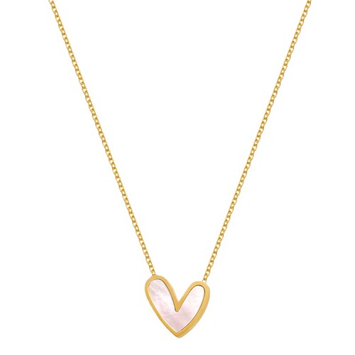 Selected New Niche Luxury Mother-of-pearl Heart Pendant Titanium Steel Necklace for Women - High-end Design, Simple Lockchain