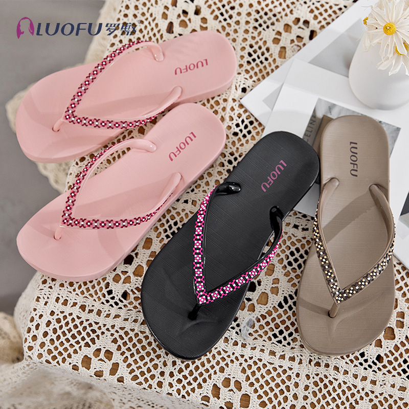 Luofu Chanclas de suela gruesa de las mujeres de verano de alto grado mayor al aire libre antideslizante sandalias simples ins playa