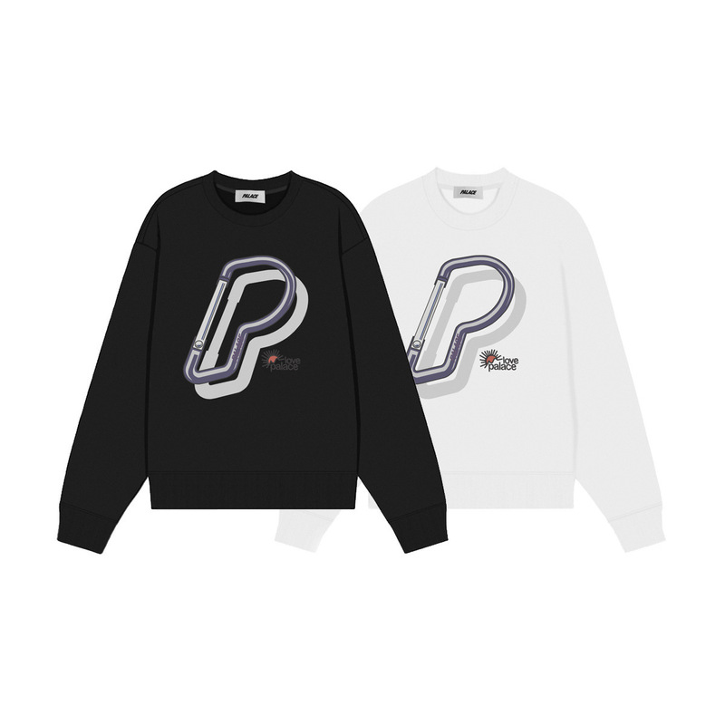 Palace British Street Fashion Brand 25Fwss New Triangle Keychain Letter Printed Round Neck Terry Sweatshirt