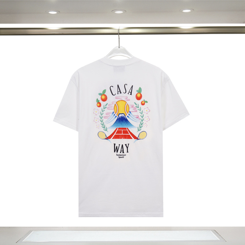 カサブランカ トレンド 半袖 夏新作 グリーン 三角文字 CASA テニスコート プリント Tシャツ|undefined