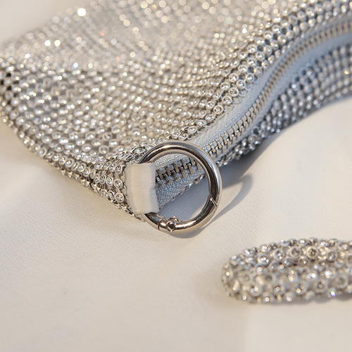 Factory direct sales cross-border new style knotted rhinestone full diamond dinner bag handmade diamond armpit bag banquet handbag for women
