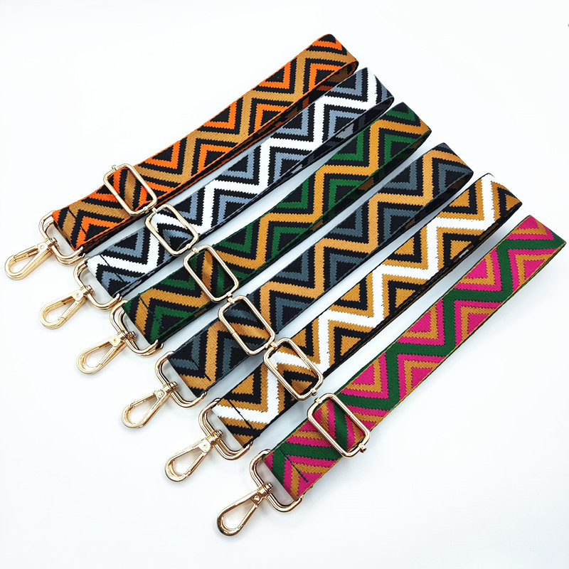 Polyester Geometric Color Block Bag Strap display picture 2