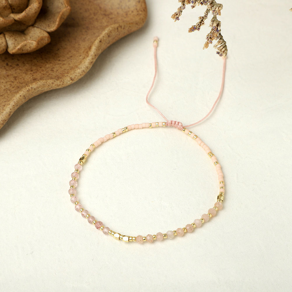 Fashion Round Beaded natural stone Knitting Bracelets 1 Piece